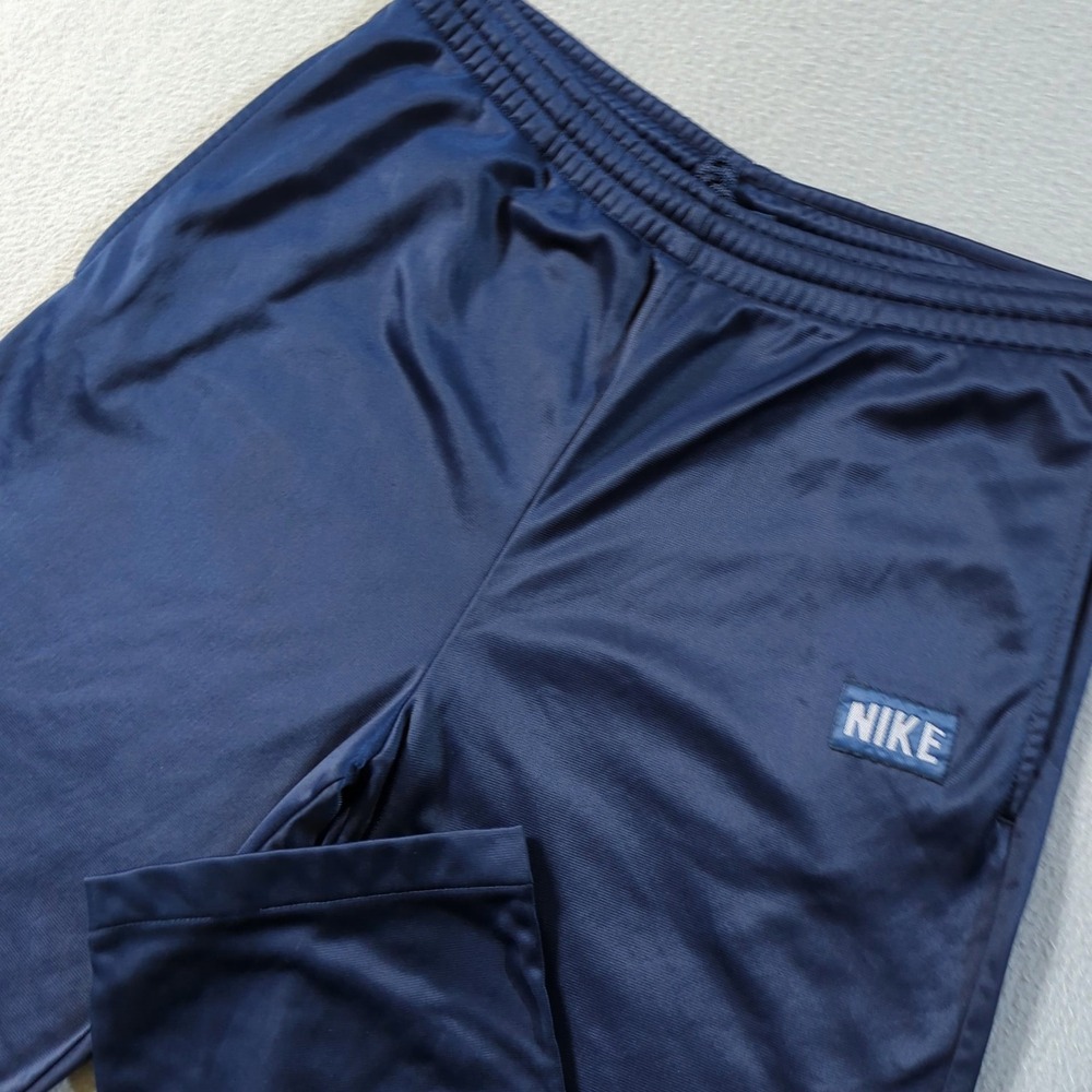VTG 80s Nike Track Pants Mens Medium Navy Blue Japan Kamaboko Block Logo